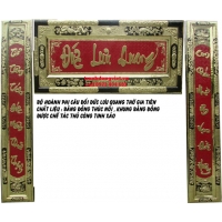 Cuốn thư câu đối Đức Lưu Quang chữ việt, đồ đồng thờ cúng 